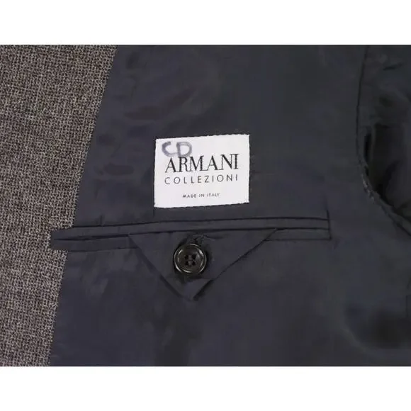 Armani Collezioni Black Tan Knit Woven Wool Viscose Sportscoat Blazer 42L